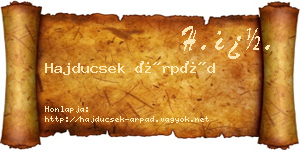 Hajducsek Árpád névjegykártya